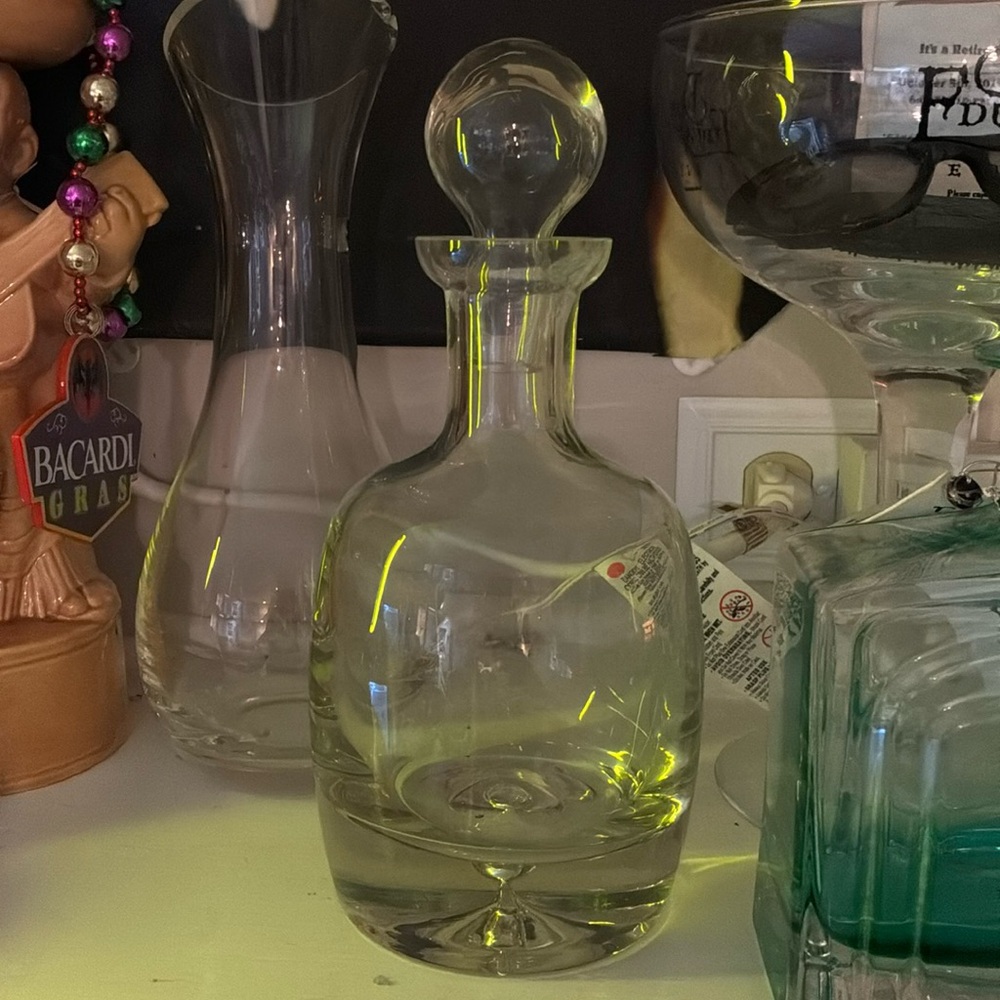 Vintage krosno glass crystal bubble bottom decanter